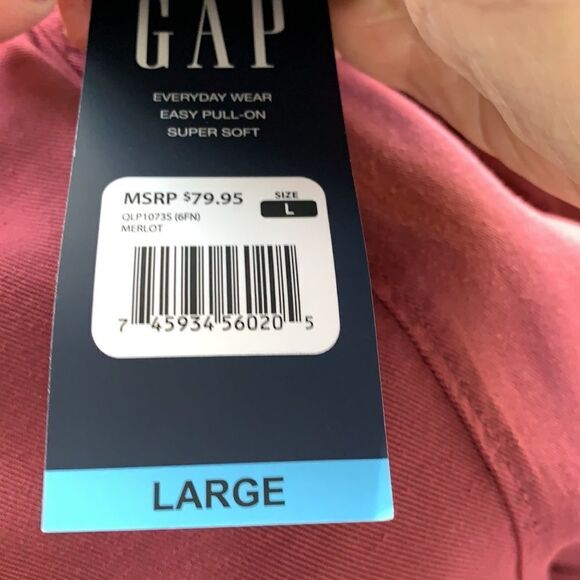 Gap size large lounge pants. The color is Merlot.  Elastic legs and waist - Picture 7 of 8